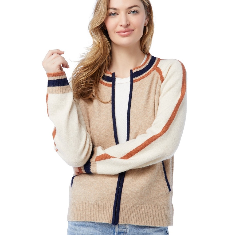 NWT Hem & Thread Sweater Bomber Jacket | Varsity Stripes | M